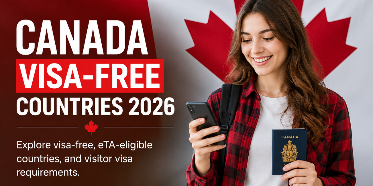 Canada Visa-Free Countries 2026 showing visa-free, eTA-eligible countries, and visitor visa requirements.