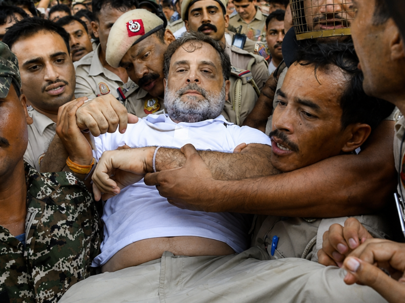 Rahul Gandhi Detained by Delhi Police During Protest Outside Modi’s Residence