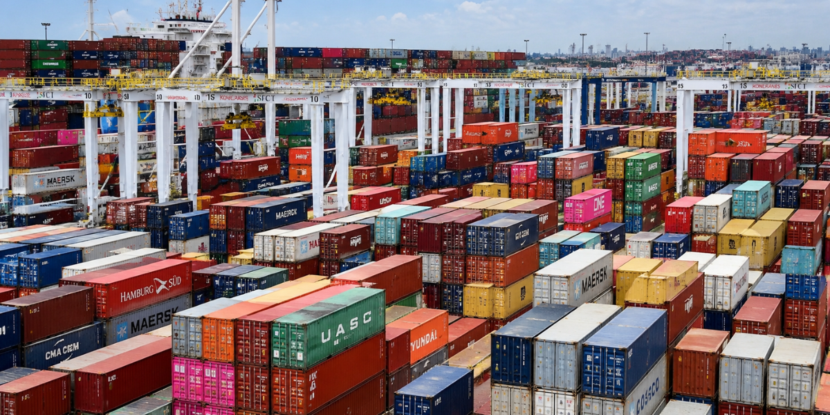 Trump Australia tariffs , shipping containers at port