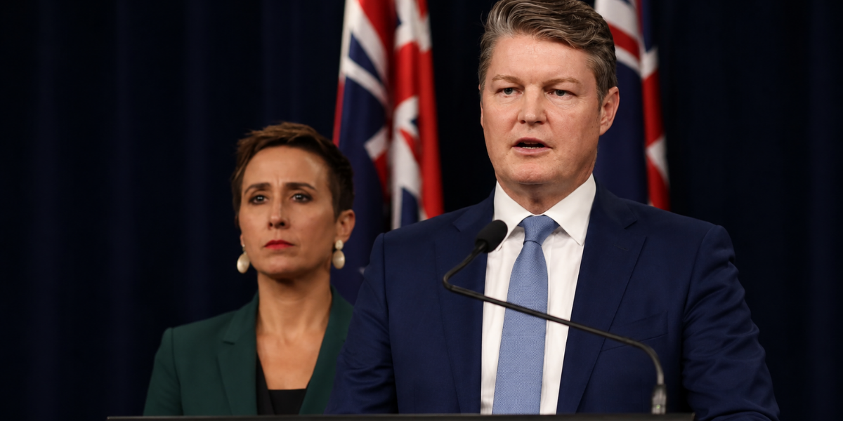 Ben Carroll Victorian Premier press conference podium