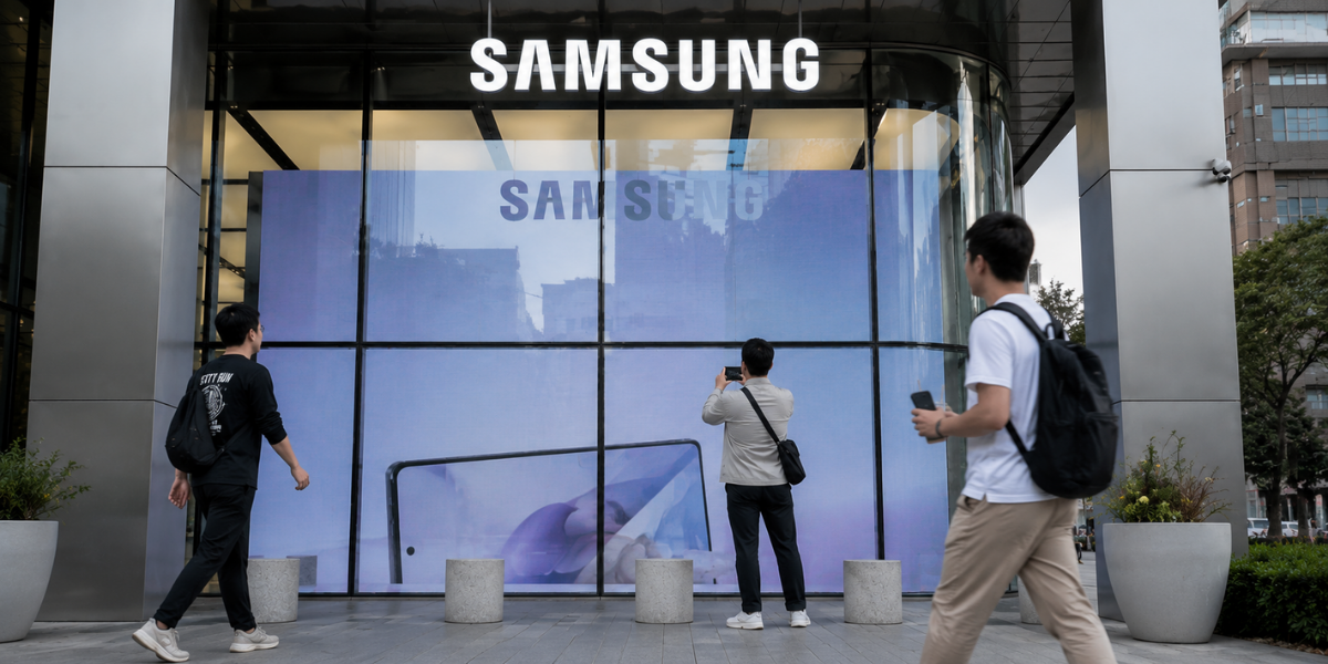 Samsung AI profit store front sign